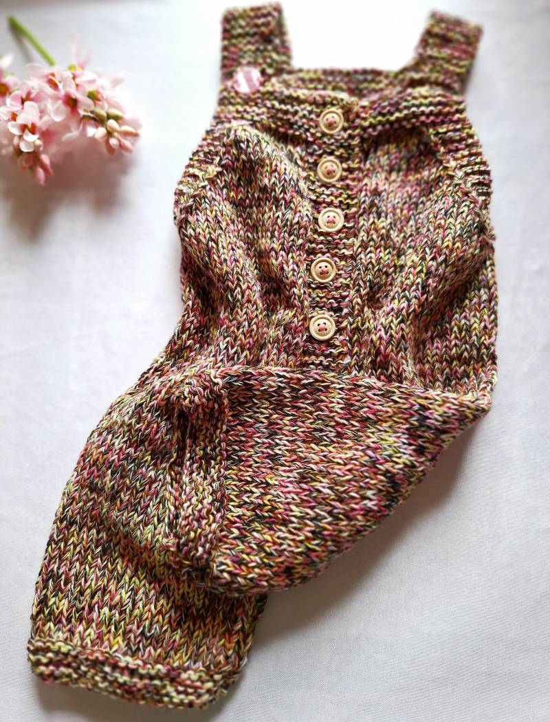 Hose Baby Strampler Sommerhose Handgestrickt Grösse 62 - 68 Bunt Meliert #681 von blamuesHandarbeiten