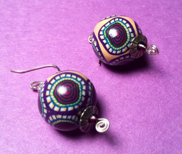 Handgefertigte Mosaik Ohrringe Aus Polymer Clay Sterling Silber Scheiben von blancheandguy