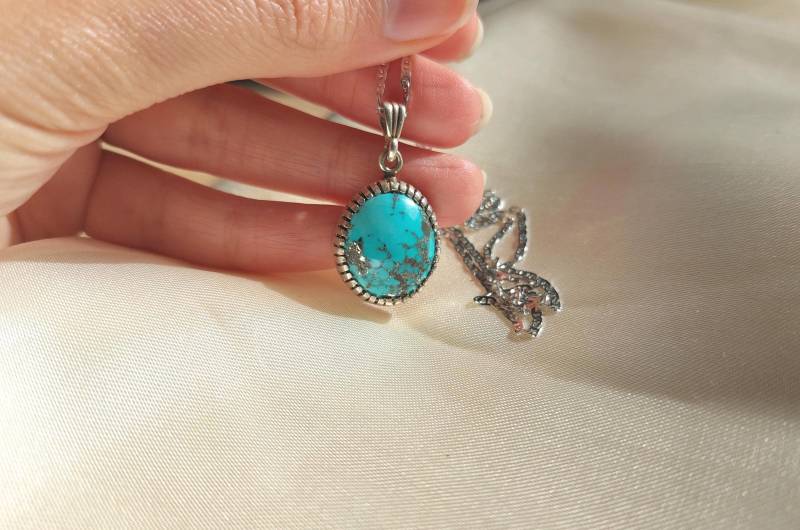 Echter Türkis Anhänger | 925 Sterling Silber Handgefertigter Edelstein-Schmuck Echter Türkis Anhänger | 925 Sterling Silber Handgefertigter Edelstein-Schmuck von blauwietuerkis