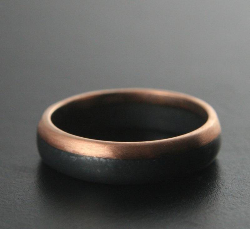 14K Rose Gold Und Schwarz Silber BandTwo Tone RingBimetall BandRose RingOxidiertes RingHerrenring von blazerarts
