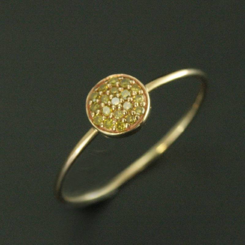 Gelber Diamant Ring Dot 14K Gold Here Comes The Sun Cluster Kreis Stapelring Geschenk Für Sie von blazerarts