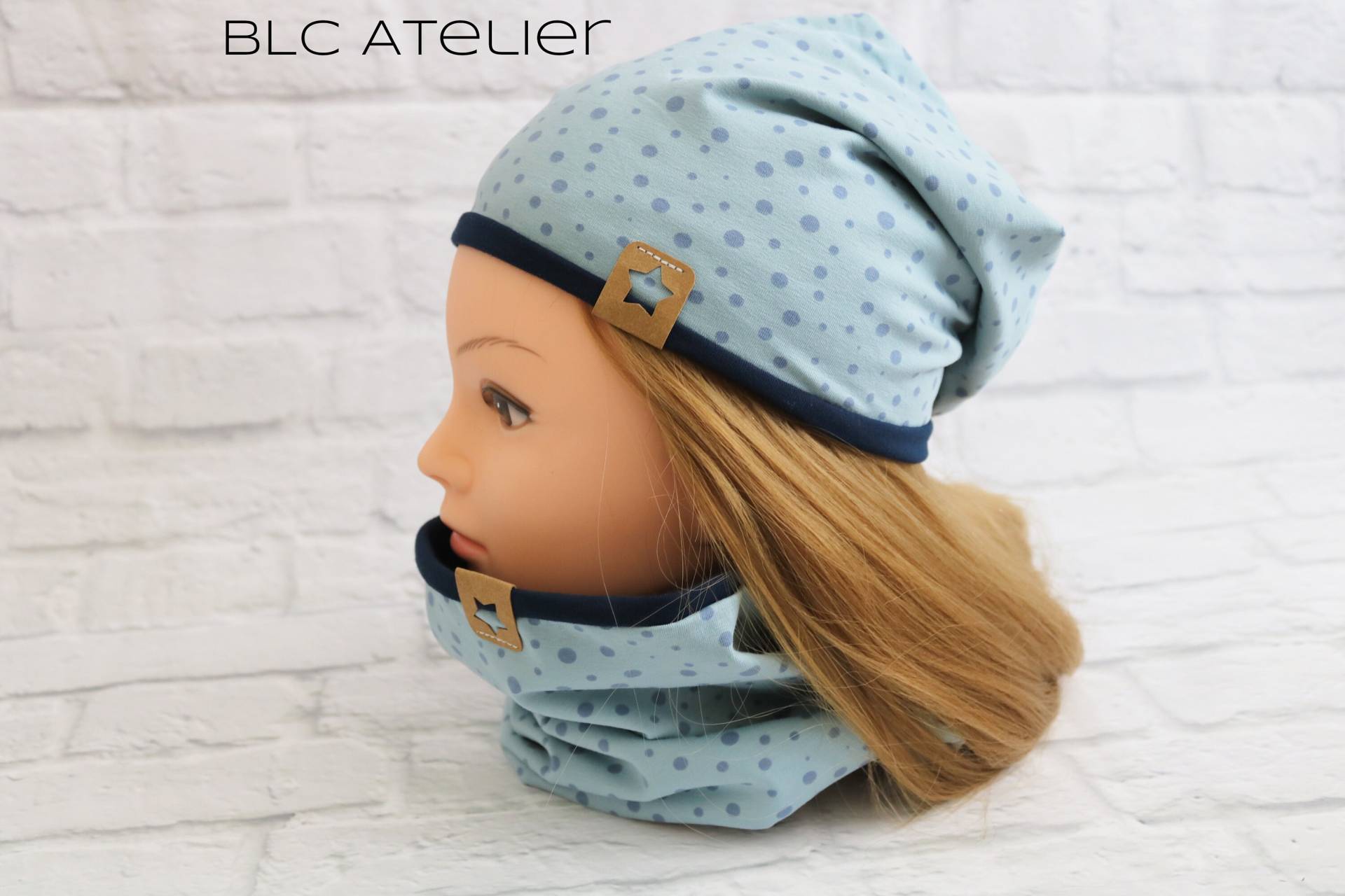 Beanie Oder + Loop Blue Dot, Beanie, Loop, Punkte, Blau, Hellblau, Jungen Mütze, Mädchenmütze, Schal Beanie Oder + Loop Blue Dot, Beanie, Loop, Punkte, Blau, Hellblau, Jungen Mütze, Mädchenmütze, Schal von blcAtelier