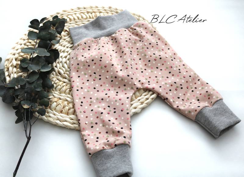 Jerseyhose, Rosa Mit Punkten, Hellrosa Dots, Gold Glitzer, Schlicht Süße, Mädchenhose von blcAtelier