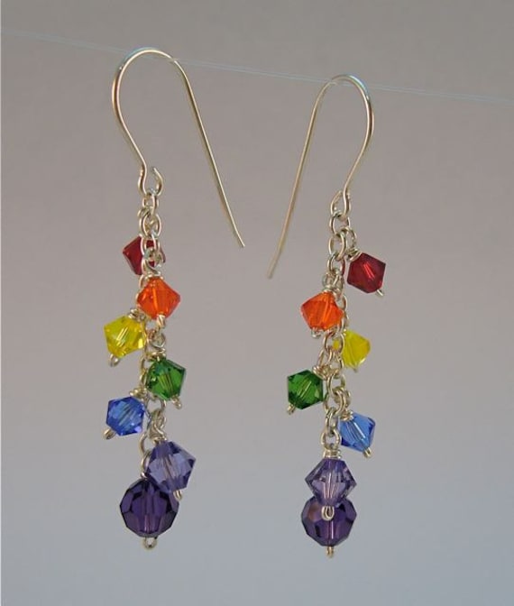 Regenbogen-Ohrringe Mit Swarovski-Kristall von blessedbeadbynomemay