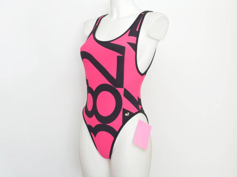 Hight Geschnitten 90Er Jahre Ein Stück Nos Vintage Schwarz Hotpink Größe S von blessthatdress