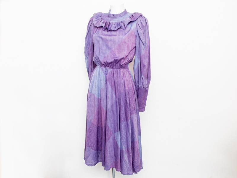 Kariertes Kleid Nos Vintage Lila Blau von blessthatdress