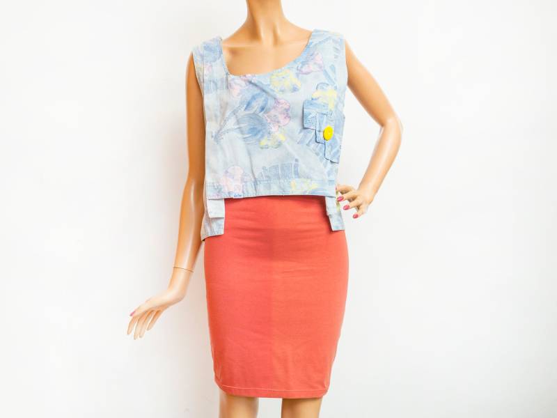 Nos Vintage Roter Schlauchrock Gr. S Baumwolljersey von blessthatdress