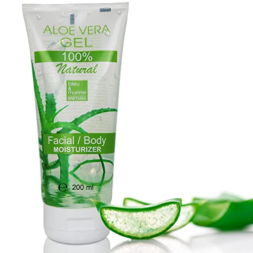 Aloe-Vera-Gel 200 ml aus Bio-Pflanzen der Kanarischen Inseln, Skincare Babys und Haustiere, Frisches Blatt Vegan Sonnenbrand Feuchtigkeitscreme Gesicht, 100% Reines Natürliches von bleu & marine Bretania