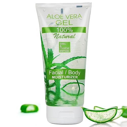 Aloe-Vera-Gel 200 ml aus Bio-Pflanzen der Kanarischen Inseln, Skincare Babys und Haustiere, Frisches Blatt Vegan Sonnenbrand Feuchtigkeitscreme Gesicht, 100% Reines Natürliches von bleu & marine Bretania