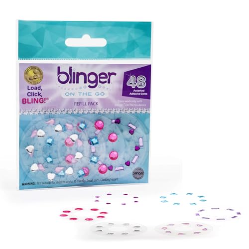 blinger Mini Nachfüllpackung - Haargems - 6 Mini-Discs - 48 Strasssteine - Funktioniert Mini Gem Stamper -Mehrfarbig, Brush out von blinger
