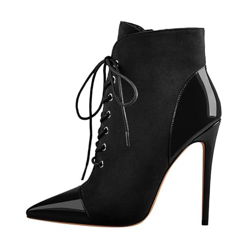 blingqueen Damen Spitze Stiefeletten Kurzschaft Stiefel Ankle Boots mit Stiletto Absatz Lack-, Veloursoptik Schwarz 42 EU blingqueen Damen Spitze Stiefeletten Kurzschaft Stiefel Ankle Boots mit Stiletto Absatz Lack-, Veloursoptik Schwarz 42 EU von blingqueen