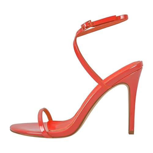 blingqueen Damen Stiletto Sandaletten Riemchensandalen High Heels Runde Offene Sommerschuhe Slingback Lack Orange 44 EU blingqueen Damen Stiletto Sandaletten Riemchensandalen High Heels Runde Offene Sommerschuhe Slingback Lack Orange 44 EU von blingqueen