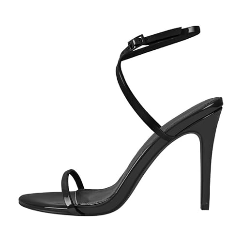 blingqueen Damen Stiletto Sandaletten Riemchensandalen High Heels Runde Offene Sommerschuhe Slingback Lack Schwarz 41 EU blingqueen Damen Stiletto Sandaletten Riemchensandalen High Heels Runde Offene Sommerschuhe Slingback Lack Schwarz 41 EU von blingqueen