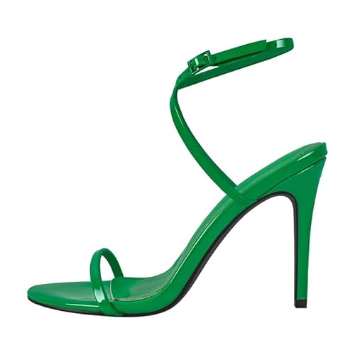 blingqueen Damen Stiletto Sandaletten Riemchensandalen High Heels Runde Offene Sommerschuhe Slingback Lackleder Grün 40 EU blingqueen Damen Stiletto Sandaletten Riemchensandalen High Heels Runde Offene Sommerschuhe Slingback Lackleder Grün 40 EU von blingqueen