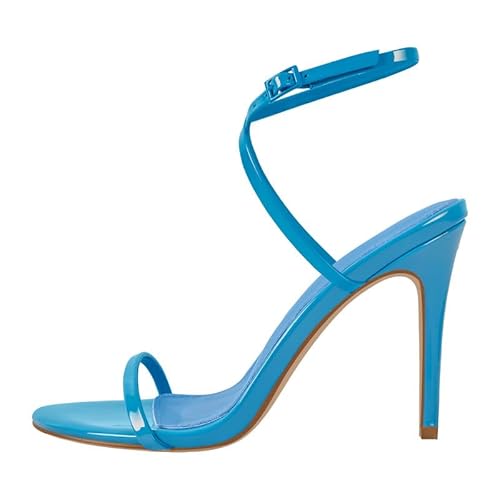 blingqueen Damen Stiletto Sandaletten Riemchensandalen High Heels Runde Offene Sommerschuhe Slingback Metallic Himmelblau 37 EU blingqueen Damen Stiletto Sandaletten Riemchensandalen High Heels Runde Offene Sommerschuhe Slingback Metallic Himmelblau 37 EU von blingqueen