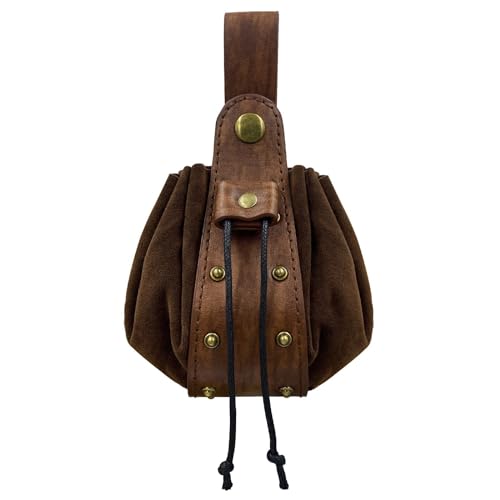 Vintage Tragbare Gürteltasche Mittelalterliche Kordelzugtasche Cosplay Würfeltasche Leder Geldbörse Hüfttasche Mittelalterliche Pu Leder Kordelzugtasche von blispring