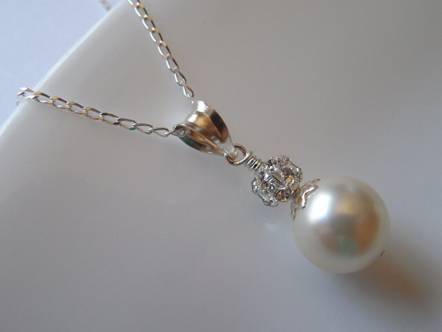 Braut Halskette, Brautjungfern Strass Crystal Und Swarovski-Runde Perlen Vintage-Stil Weddng Schmuck von blissbridal1