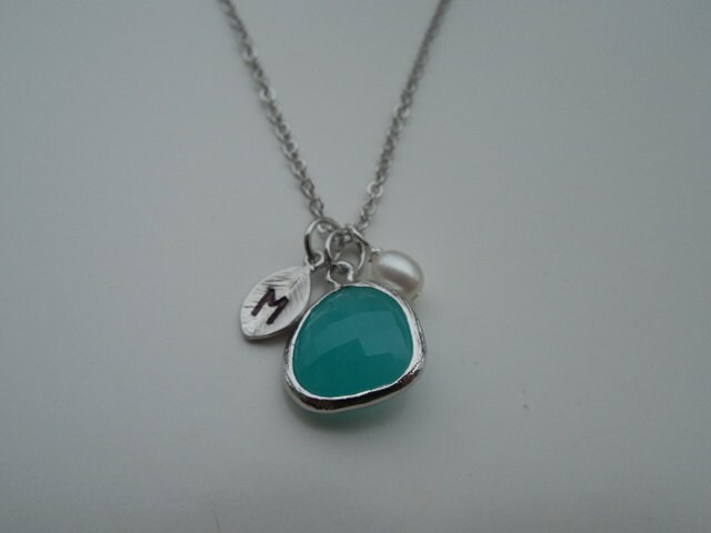 Brautjungfern Geschenk, Personalisierte Initiale Halskette, Rhodinierte Geburtsstein Lünette Halskette - Sterling Silber Kette von blissbridal1