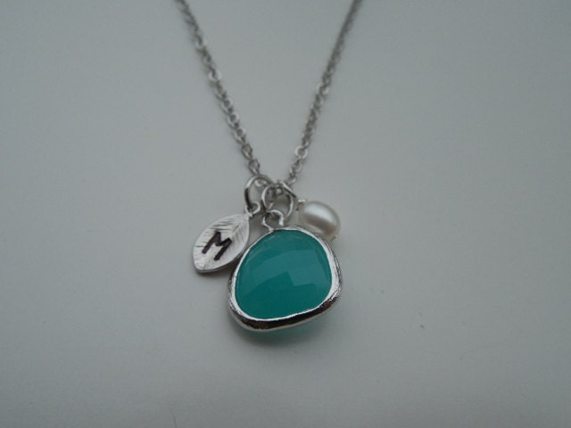 Brautjungfern Geschenk, Personalisierte Initiale Halskette, Rhodinierte Geburtsstein Lünette Halskette - Sterling Silber Kette von blissbridal1