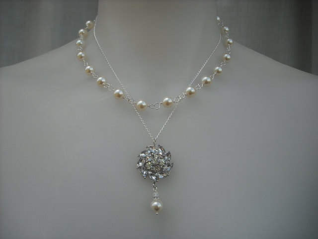 Emma Collection, Stränge Halskette, Braut Strass Und Perlen Collier, Vintage-Stil Hochzeitssuite, Hochzeit Schmuck von blissbridal1