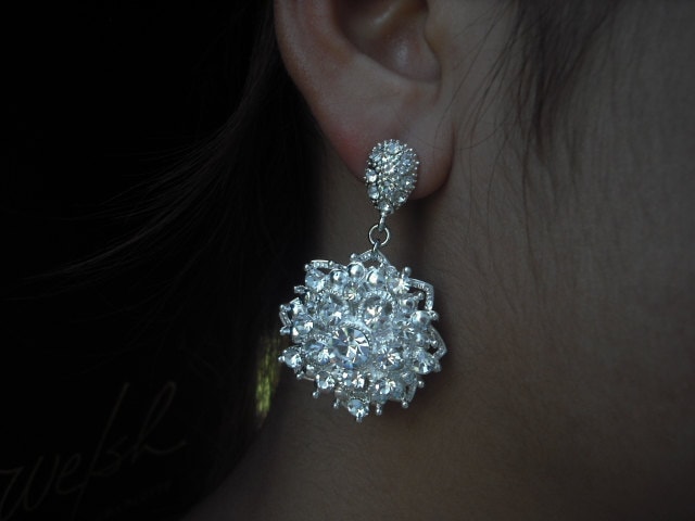 Evelyn, Braut Ohrringe, Lange Strass Filigrane Kristall Art-Deco Vintage-Stil Weddng Schmuck von blissbridal1