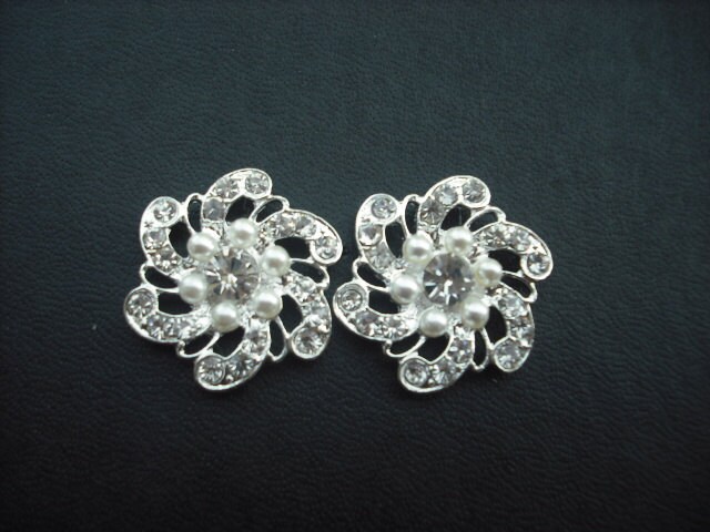 Lillian, Braut Ohrringe Pearl Center Strass Crystal Flower Ohrringe, Vintage-Stil Weddng Schmuck von blissbridal1