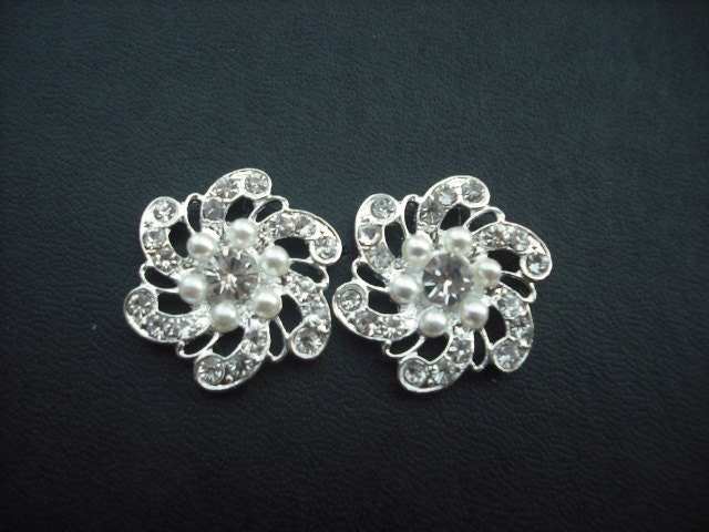 Lillian, Braut Ohrringe Pearl Center Strass Crystal Flower Ohrringe, Vintage-Stil Weddng Schmuck von blissbridal1