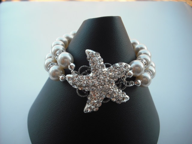 Sarfish Version 4 Beach Thema Hochzeit, Braut Armband, Strass Kristall Vintage-Stil Schmuck, Weddng Schmuck von blissbridal1