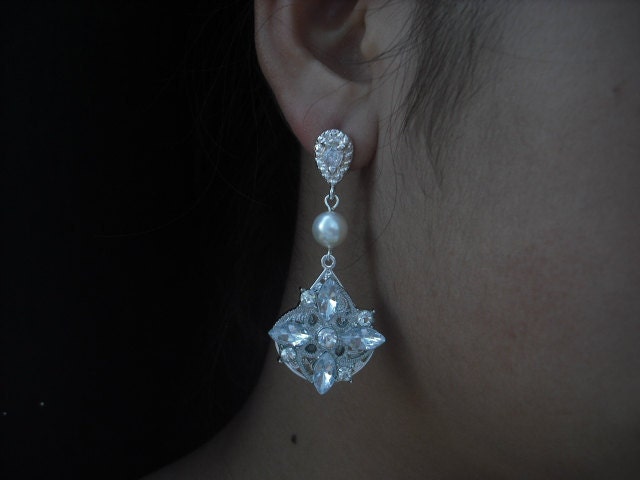 Sophi, Art-Deco-strass Und Perle-Post-Ohrringe, Braut Ohrringe, Vintage-stil Braut-Schmuck, Weddng Schmuck von blissbridal1