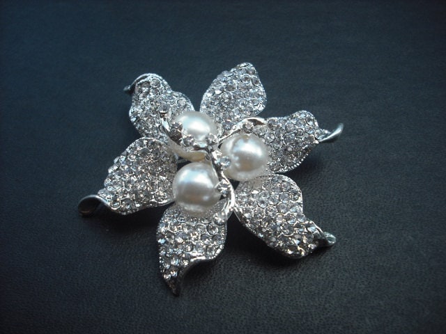 Stella Kollektion, Strass Brosche, Art-Deco Blume Mit Perle-Vintage-Stil Braut Schmuck Hochzeit von blissbridal1
