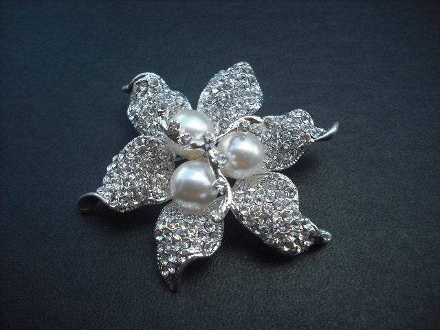 Stella Kollektion, Strass Brosche, Art-Deco Blume Mit Perle-Vintage-Stil Braut Schmuck Hochzeit von blissbridal1