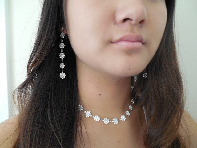 Swarovski Kristall Blumen Braut Halskette, Brautjungfern Vintage-stil Hochzeit Schmuck von blissbridal1