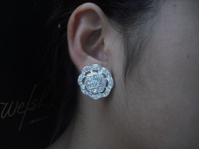 Verkauf - Aaliyah Collection, Bridal Ohrringe, Strass Blume Vintage Style Weddng Schmuck von blissbridal1