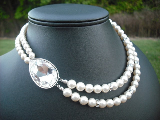 Verkauf - Isabella Collection, Braut Halskette, Strass Und Perlen Collier, Vintage-Stil Halskette Hochzeit Schmuck von blissbridal1