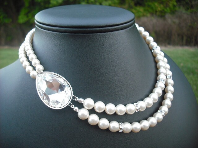 Verkauf - Isabella Collection, Braut Halskette, Strass Und Perlen Collier, Vintage-Stil Halskette Hochzeit Schmuck von blissbridal1