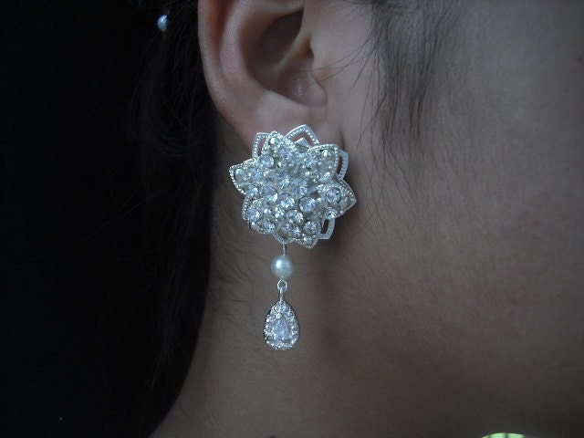 Verkauf - Sarah, Braut Ohrringe, Lange Strass Filigrane Kristall Art-Deco Vintage-Stil Weddng Schmuck von blissbridal1