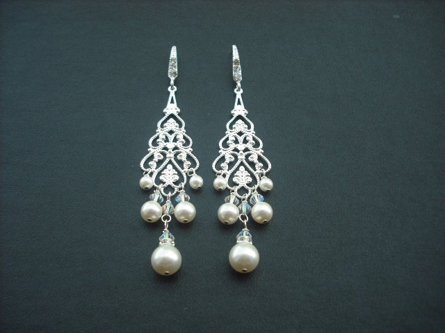 strass Perle Filigrane Ohrringe, Bridal Schmuck, Weddng Schmuck von blissbridal1