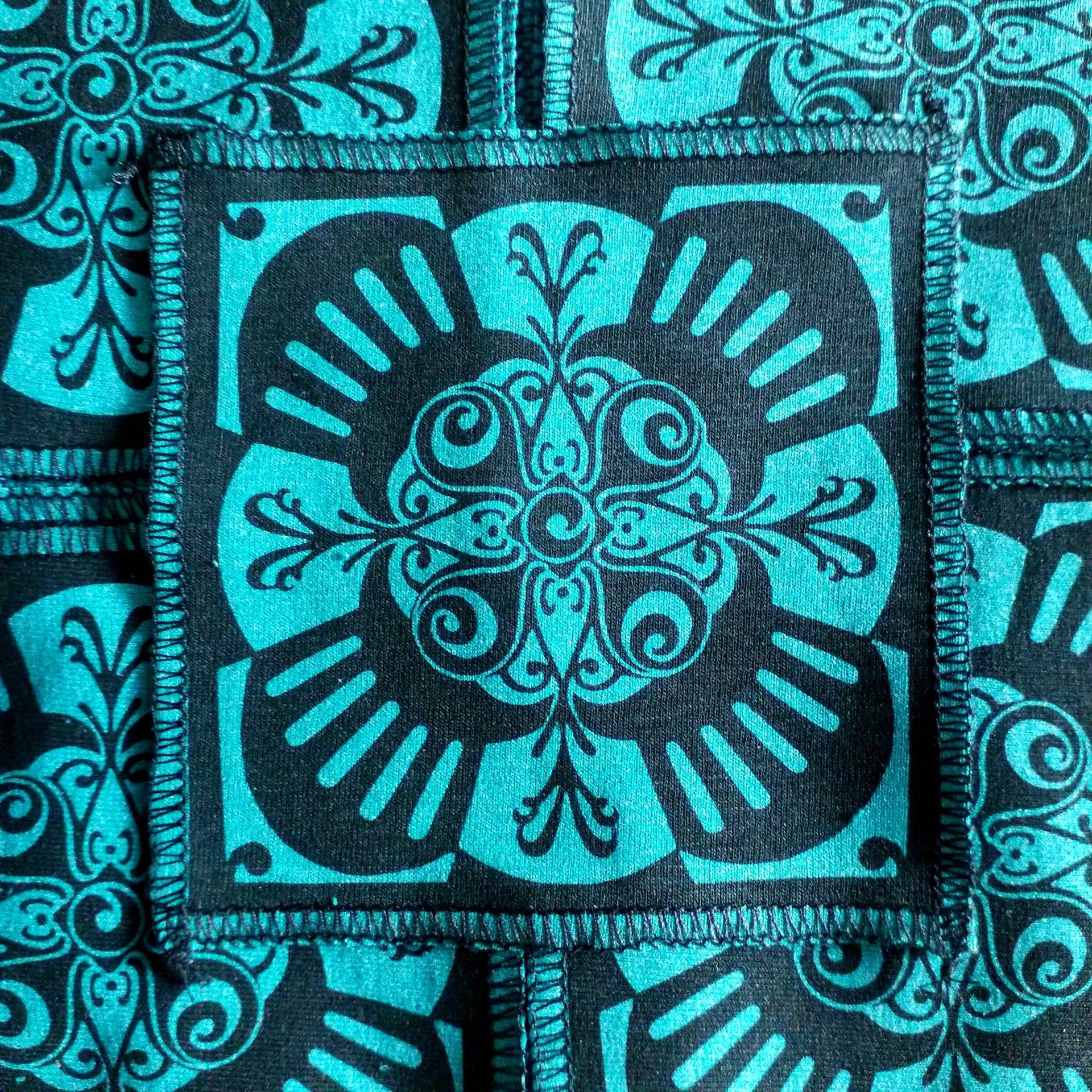 Siebdruck-stoffpatch Mandala Art, Baumwollstoff | 11, 5 cm von blobdogCo