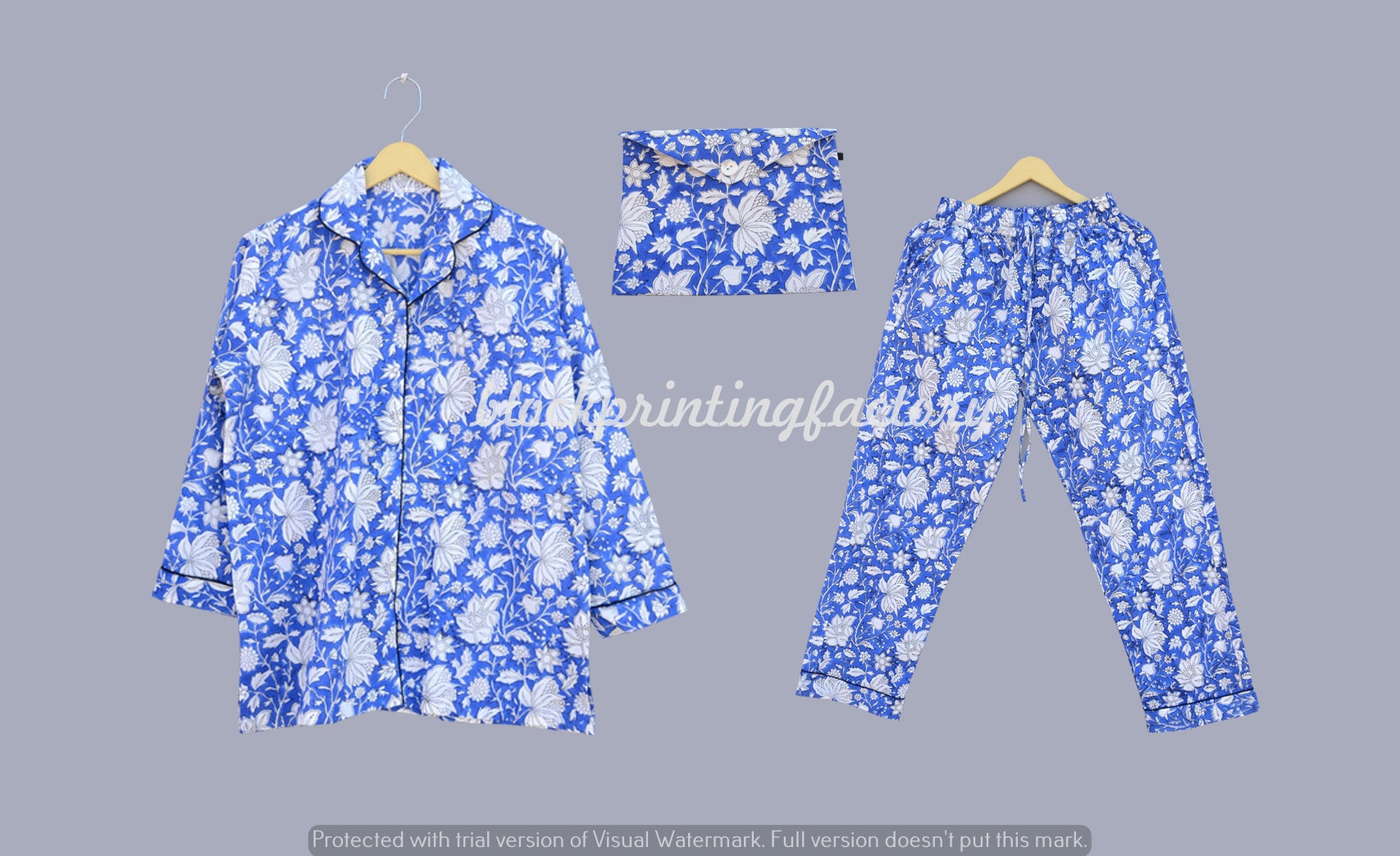 Damen-Pyjama-Shorts Aus Baumwolle, Pyjama-Set Für Damen, Brautjungfern-Pyjama, Nachtwäsche Payjamas, Florales Pj-Set Damen Night Shut von blockprintingfactory