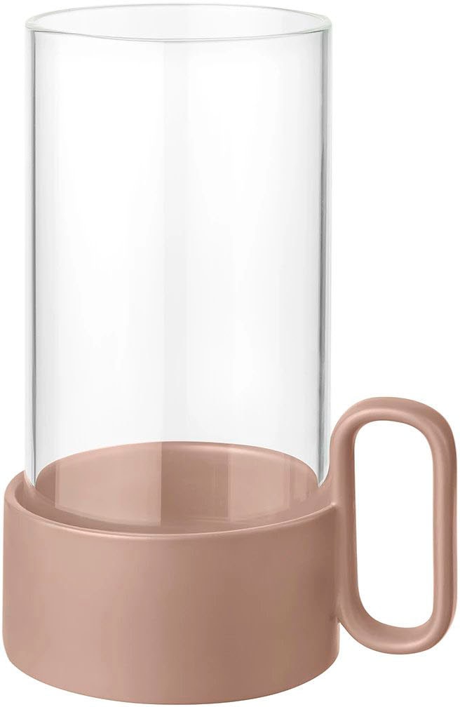 BLOMUS Kerzenhalter "Windlicht YURAGI" aus Steingut und Glas, Höhe ca. 21 cm von blomus