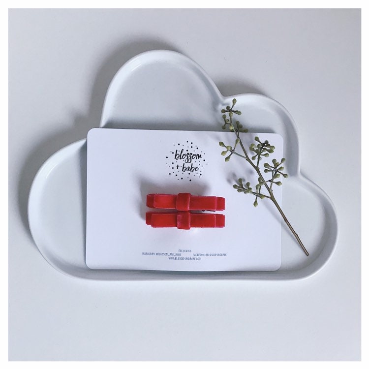 Samt "Hallie' Twin Pack Fühlte Bogen Krokodil Haarspangen von blossomandbabe