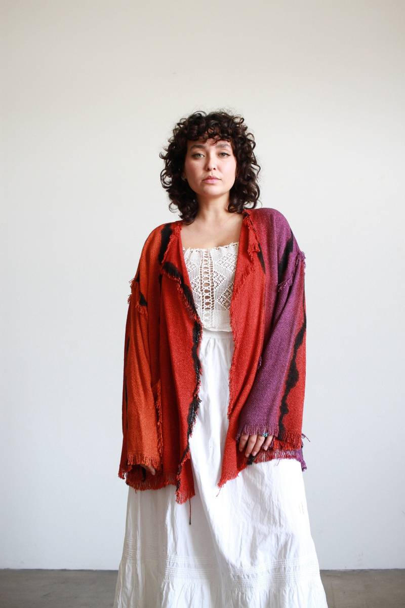 80Er Jahre Gewebte Mehrfarbige Drapierte Jacke 80Er Jahre Gewebte Mehrfarbige Drapierte Jacke von blossomvintageshop