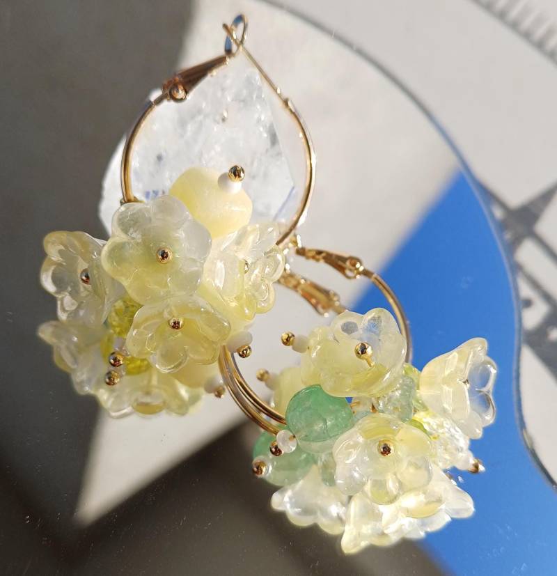 Creolen Silber Vergoldet Gelbe Blüten Creolen Silber Vergoldet Gelbe Blüten von blovedSchmuckdesign