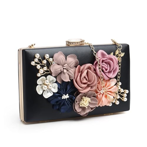 bluaqua Clutch Schwarz Clutches Abendtasche Klatsch Tasche Damen Handtasche Damen Klein Elegant Clutch Damen Abendtasche Schwarz Goldene Clutch Clutch Gold Damen Clutch Schwarz Elegant Tasche Klein von bluaqua