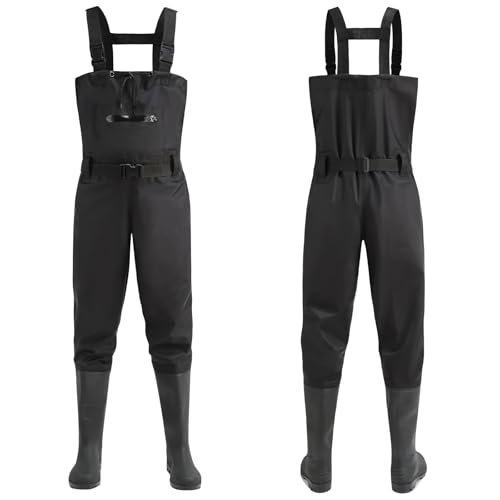 bluaqua Wathose für Herren und Damen Verdicken, Angelhose mit Stiefeln, Wathose, Brusttaschen, verstellbare Träger, Nylon-Wathose, Angelhose (45) von bluaqua