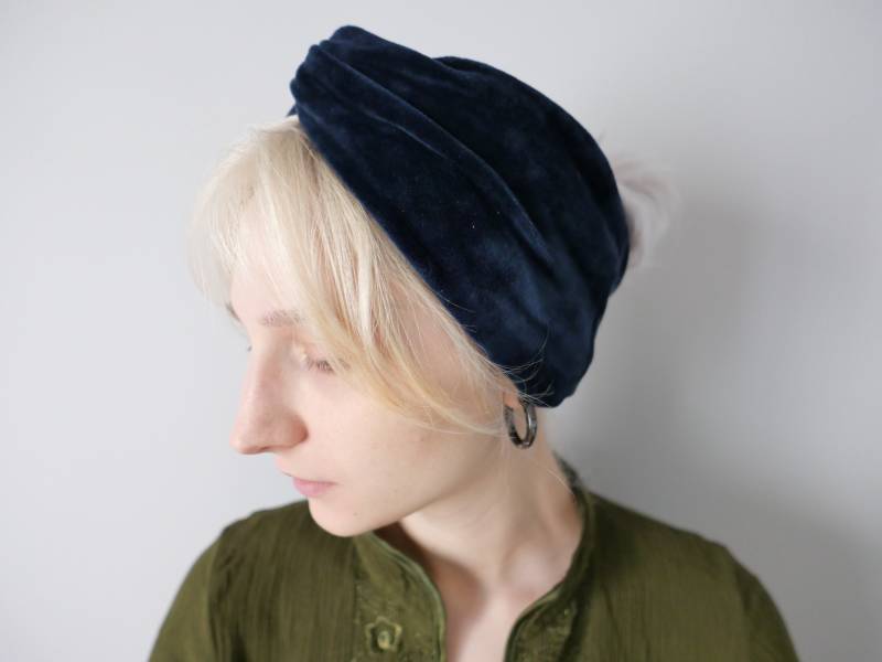 Vintage 80Er Jahre Samt Kopfschmuck Blau Unisex Im Stil Der von blubirdvintagelove
