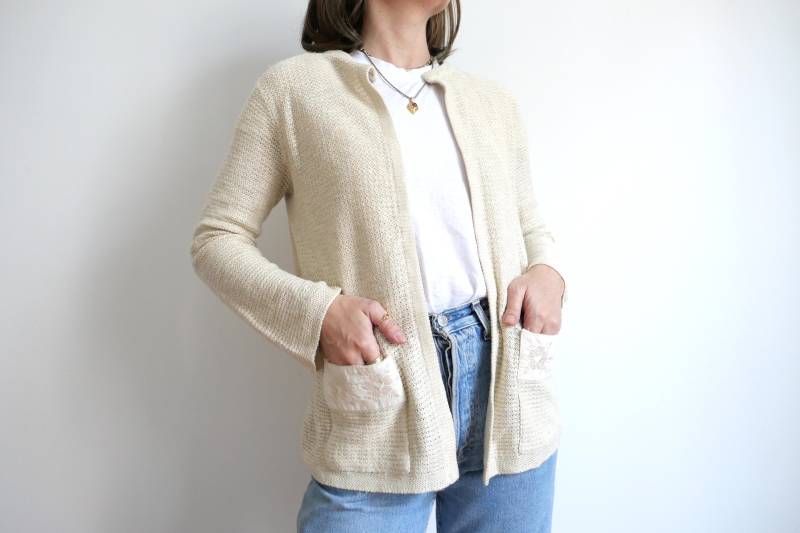 Vintage Oversize Cardigan Mit Taschendetails Landhaus Nostalgie No von blubirdvintagelove