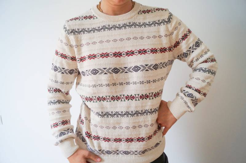 Vintage 90Er Jahre Fair Isle Baumwoll Pullover - Unisex Slouchy M/L von blubirdvintagelove