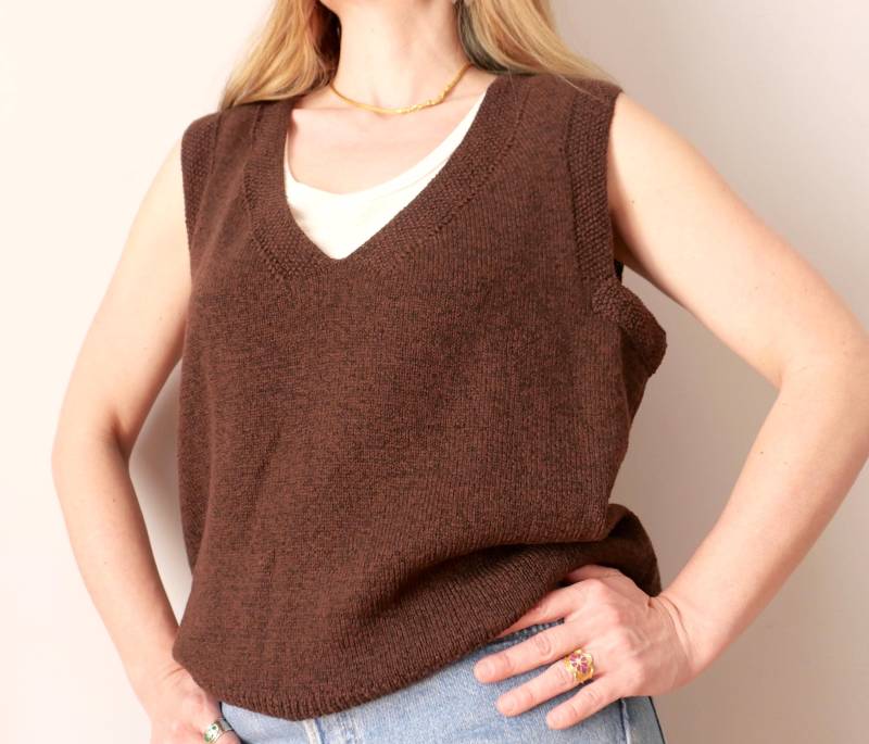 Vintage Strickweste Kakao Braun Wollmischung, Boxy Fit | Größe M/L Vintage Strickweste Kakao Braun Wollmischung, Boxy Fit | Größe M/L von blubirdvintagelove