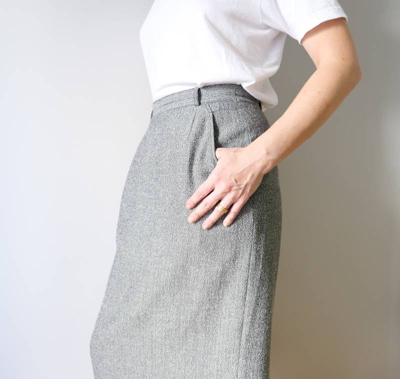 Vintage Wolle Maxi Rock Salz Und Pfeffer Minimalist Basic Straight 80Er 90Er Street Style Kapselrock Größe M von blubirdvintagelove